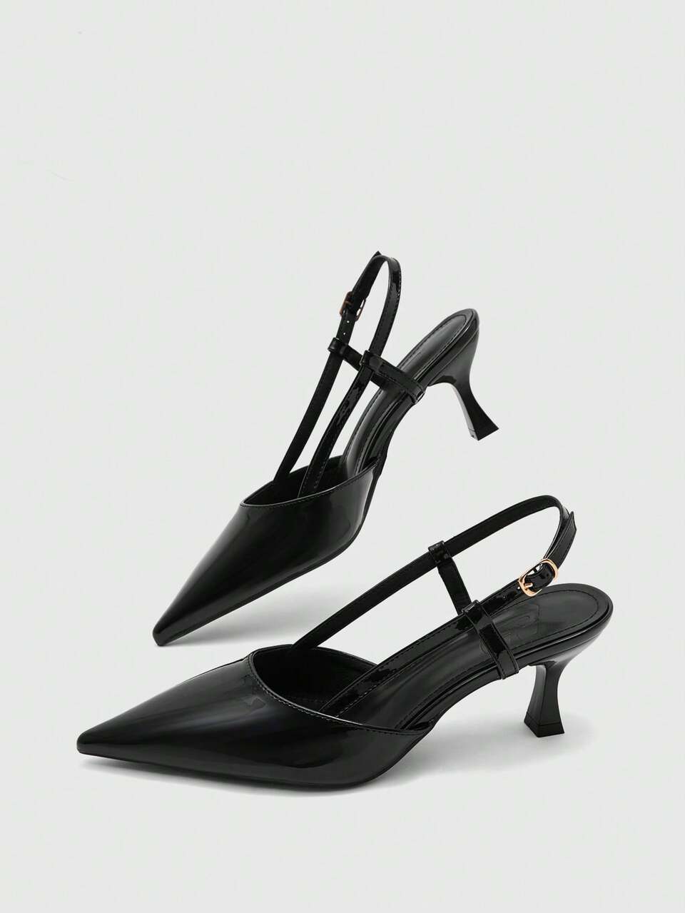 CUCCOO BIZCHIC Women's Pointed High-Heeled Stilettos, Black Glossy Heel Pull-On Dress Shoes, Suitable For Commuting And Daily Wear