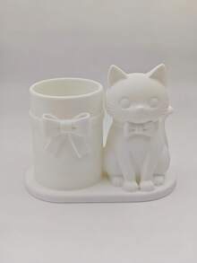 1PC 3D PRINTED CREATIVE CUTE CAT PENCIL HOLDER Q VERSION ANIMAL FIGURINE DESKTOP ORNAMENT FOR HOME OFFICE DECOR GARDEN LIVING ROOM STUDY ROOM OFFICE SUPPLIES GIFT - Multicolor - View 4