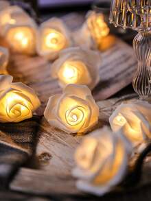 Led Rose Flower String Light, Indoor Proposing Ambiance Light, Birthday Party Scene Decoration, Teen Girl Room Decor - White - View 3