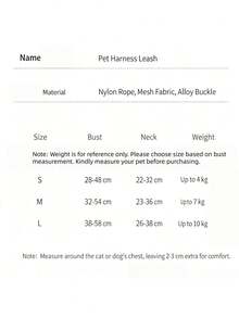 1 Set Dog Leash & Harness, Pet Supplies, Cat Leash,Dog Harness Leash Outfit, Washable For Small/Medium Dogs & Cats - Pink - View 2
