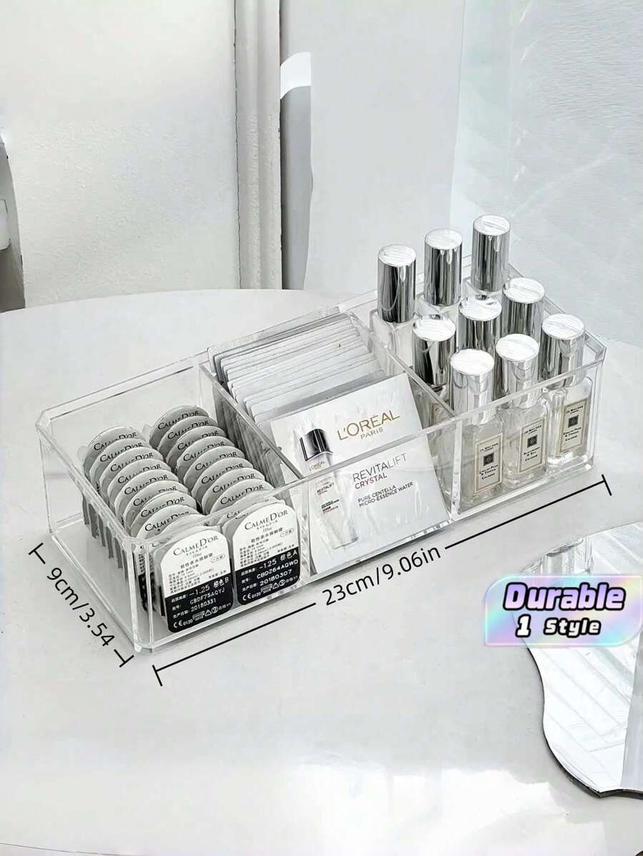 1個塑膠化妝棉收納盒 高品質透明防塵收納盒 適用化妝棉、卸妝棉，適合梳妝台、浴室、海灘、臥室，大容量 - 無色 - 查看 1