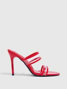 CUCCOO SZL Double Transparent Strap Slim Heel Sandals, Commuter Workplace Model - Red - View 6