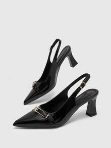 CUCCOO BIZCHIC Women's Spring And Summer New Black Pointed Rear Strap Stiletto Outer Wear Commuter Breathable High Heels Fall Shoes - Black - View 6