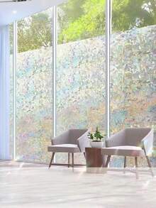No-Glue Static Cling Glass Window Film, 3D Laser Frosted Privacy Decal, Removable Durable Holographic, For Home Bathroom Bedroom Office Storefront Decor - crescent moon - View 2