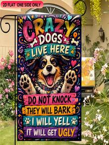 1PC 2D Flat "Beware Of Dog" Garden Flag, Durable Polyester Single-Sided For Yard, Lawn, Patio, Home, Beach, Summer Holiday Outdoor Decor, No Pole Included - multicolor - View 8