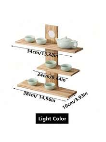 1pc Retro Wooden Perfume Rack, Vintage Solid Wood Multi-Layer Cosmetic Display Shelf - Black - View 3