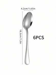 6pcs/12pcs/24pcs Stainless Steel Spoon For Home Kitchen And Restaurant,Kitchen,Christmas Gift,School Supplies - Silver - View 15