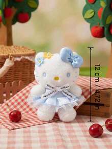 HELLO KITTY AND FRIENDS | POKOJA LAND 1個藍色絨毛貓咪吊飾配花朵藍色裙子，觸感柔軟，時尚包包飾品，鑰匙圈配件，適合生日與節日禮物，給女孩與朋友的可愛陪伴禮物 - 彩色 - 查看 3