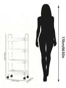 4-Tier Rolling Storage Cart - Compact Design Saves Space, Sturdy Plastic Construction, Suitable For Kitchen, Bathroom, Bedroom, Office, Warehouse, Garage - Easy To Assemble, Multi-Functional Multi-Tier Shelf, Household Storage Rack. - Multicolor - View 3