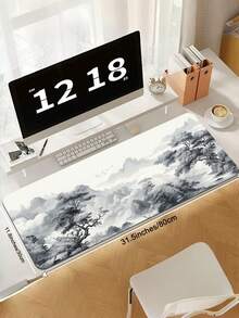 1pc Large Art Mousepad White Black Desk Protector Mat Extended Non Slip Rubber Edge Computer Pad For Office Home Keyboard Mouse Smooth Surface Durable Wear Resistant Easy Clean Portable Practical Gift For Gamers Teens Adults Holiday - View 2