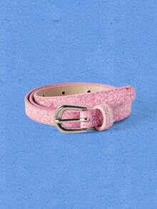 Popjeli Pink Glitter Sequin Thin Waist Belt - Pink - View 1