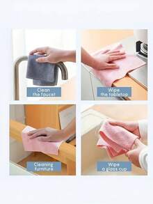 50PCS/1Roll Multi Colors Reusable Microfiber Towel Roll, Individually Wrapped Tear Off Design, Heavy Duty Super Absorbent Quick Dry Cleaning Cloth, For Kitchen Bathroom Outdoor RV 50+ Uses, Jumbo Roll Household Cleaning Supplies, Home Cleaning - Pink - View 4