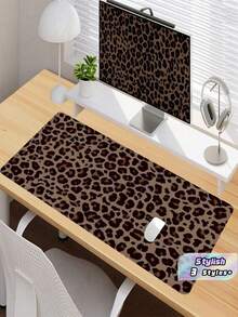 1PC Leopard Pattern Modern Art Large Desk Pad Mouse Mat With Non Slip Rubber Base Keyboard Cover For Office Home Computer Laptop Women Men Friends Back To School Gift Wild Style Smooth Surface - View 1