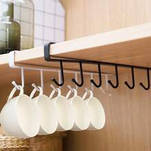 Under Cabinet Mug Holder Hanging Cup Storage Organizer Hooks, Multi-Purpose Kitchen Rack For Cupboard, Pantry, Desk, Countertop And Bookshelf, Available In Black And White Two Colors - Multicolor - View 2
