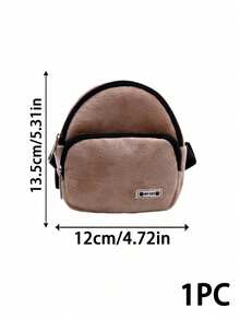 PETSIN 1PC Korean Style Plush Pet Self Backpack Harness Bag, Soft Fluffy Short Velvet Material With Solid Color Minimalist Mini Backpack Shape & Double Zipper Storage Pockets, Adjustable Strap Design For Carrying Pet Snacks Poop Bags Small Supplies - Multicolor - View 13