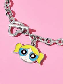 THE POWERPUFF GIRLS X SHEIN 銀合金可愛吊墜手鍊，適合日常配戴，情人節禮物，春夏海灘度假 - 彩色 - 查看 4