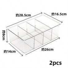 Clear Plastic Storage Bin With 3 Removable Dividers, Stackable Organizer Container For Spices & Condiments, Fridge & Cabinet Storage Organizer, Ideal For Kitchen Pantry Refrigerator Organization - transparent color - View 8