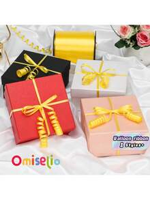 1 Roll, 250 Yards Of Purple Curly Ribbon, Suitable For Gift Wrapping, Balloon Rope, Weddings, Birthdays, Etc. - Shiny Metallic Ribbon, Suitable For Bouquet And Flower Wrapping Paper, Suitable For Valentine's Day, Weddings, Birthdays, Etc. - Yellow ribbon - View 2