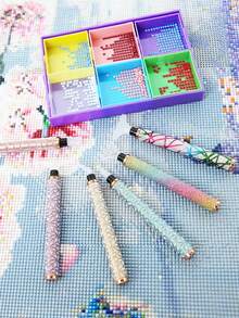 1pc New Plastic Diamond Painting Pen Set (With Roller Tip), DIY 5D Diamond Embroidery Hand Tool Kit - point drill pen + plastic 6 heads - View 13