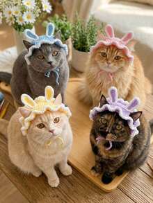 PETSIN 1PC Funny Ear Shaped Pet Sun Hat Outdoor Breathable Knit Headwear - Multicolor - View 4