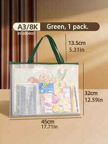 Extra Large Portable Tutoring Bag, Simple High-Appearance Clear Mesh File Pouch, Large Capacity Art Tool Bag Compatible With A2, A3; For Holiday Tutoring, Textbook Storage, Art Training, Painting Tools Storage - multicolor - View 4