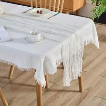 5pcs White Pleated Table Runners, Folding Tablecloths, Holiday Birthday Party Wedding Decoration, Home Decor, Dining Table Decor,Table Flags, Solid Color Tablecloths, Birthday Wedding Decoration, Party Gifts, Party Decorations, Home Table Flags - White - View 6
