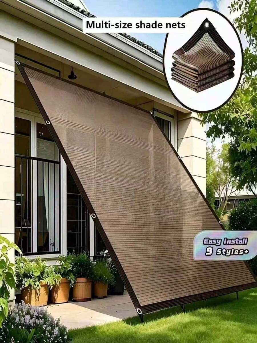 1pc Anti-Tear Sunshade Net, Reinforced Edge Protection, Sun Shade Fabric, Dense Shading Heat Insulation Mesh, Sunscreen Fabric, Sun And Snow Protection For Balcony, Courtyard, Rv Camping, Privacy Decorative Fence - Multicolor - View 1