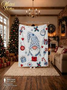 Muroi Mono 1pc Christmas Pattern Blanket, Made Of Flannel Material, Is Soft And Comfortable. It Is Suitable For Beds, Living Rooms And Sofas. It Is Suitable For All Seasons And Is An Excellent Choice For Daily Decorations, Home Decorations And Christmas Gifts. - Christmas - View 1