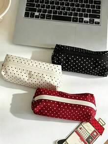 Campus Polka Dot Pencil Case, Large Capacity Stationery Storage Bag, Multifunctional Pen Box For Office Supplies & Travel Makeup, Essential For Students & Adults Daily Use - multicolor - View 5