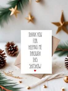 1pc Funny Thank You Card, Shitshow Card, Thank You For Supporting Me Card, Sarcastic Appreciation Card, Coworker Friend Thank You Card, Humorous Gift Card - multicolor - View 3
