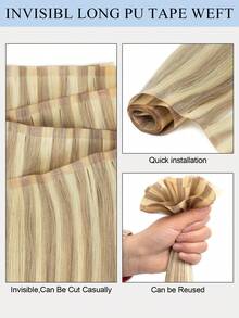 PU Weft Human Hair , No Glue Tape-In Hair Extensions, Seamless PU Skin Weft, 40G-50G, For Fine Hair, Pre-Sealed With Sew-In Clips,Tapes,Sew In Micro Links - S18A-613 - View 5
