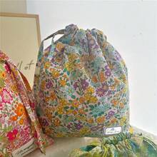 [Charming Floral Bag] Vibrant Floral Pattern 1pc Drawstring Bag - Charming Fabric Gift & Storage Pouch With Motif, Perfect For Jewelry, Cosmetics, Travel Essentials & Home Organization - Multicolor - View 5