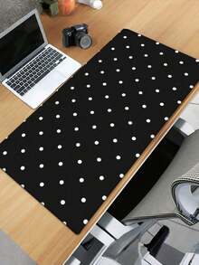1pc Large Extended Non Slip Rubber Base Durable Smooth Waterproof Easy Clean Black White Polka Dot Pattern Desk Mat Mouse Pad Keyboard Pad For Office Gaming Computer Laptop PC Gamers Workstation Gift For Family Friends Office Workers - multicolor - View 3
