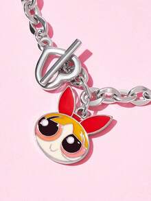 THE POWERPUFF GIRLS X SHEIN 銀合金甜美可愛愛心吊墜手鍊，適合日常配戴，情人節禮物，春夏海灘度假 - 彩色 - 查看 4