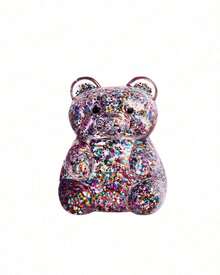 1pc Purple Glitter Bear Squeeze Figure With Transparent Jelly Finish, Colorful Sparkle Filled Animal Shape In Purple Window Box, Soft Handheld Ornament For Desk Decor And Shelf Display - Multicolor - View 10