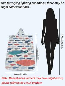 1pc Hooded Surf Changing Robe, Wearable Beach Towel, Quick-Dry Microfiber Wetsuit Changing Towel With Pockets, Suitable For Male And Female Surfers - Multicolor - View 3