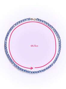 Popjeli Women's  Light Blue Tennis Chain Necklace Full Round  Sparkling Adjustable Necklace For Party Daily Jewelry - Light blue tennis chain necklace - View 9