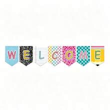 1組 WELCOME 新開學季吊掛旗幟，特殊造型三角旗橫幅裝飾，派對拍照背景佈置 - 三組 - 查看 2