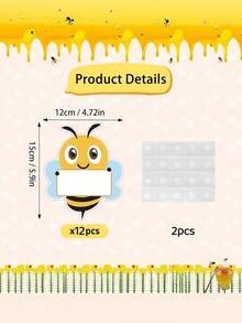 12Pcs Cute Bee Name Tags With Blank Writing Area, Classroom Bulletin Board Labels, Bee Party Decor, Spring Teacher Supplies, Self-Adhesive Desk Nameplates, With 2 Glue Dots - Bee - View 3