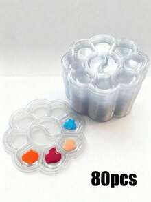 50 Pieces Plastic Mixing Palette Set, Slim Portable Palette In Transparent/White, Suitable For Watercolor And Gouache Painting - multicolor - View 14