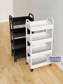 1PC Heavy Duty Multi Tier Portable Rolling Storage Cart Easy Assemble Compact Plastic Shelf Unit Fit Small Space Kitchen Bathroom Bedroom Office Home Commercial Storage Accessory - Multicolor - View 1