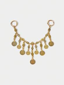 SHECARRY 1pc Vintage Coin Tassel Metal Bag Chain, Bohemian Style Accessory For Vacation, Party - Gold - View 3