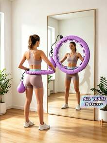 1PC SMART WEIGHTED ADJUSTABLE DETACHABLE 24 KNOTS FITNESS HOOP WITH 360 DEGREE MASSAGE AUTO SPINNING BALL NON DROPPING DIGITAL COUNTER FOR HOME GYM WEIGHT LOSS SLIMMING WORKOUT EXERCISE EQUIPMENT - Multicolor 1 - View 1