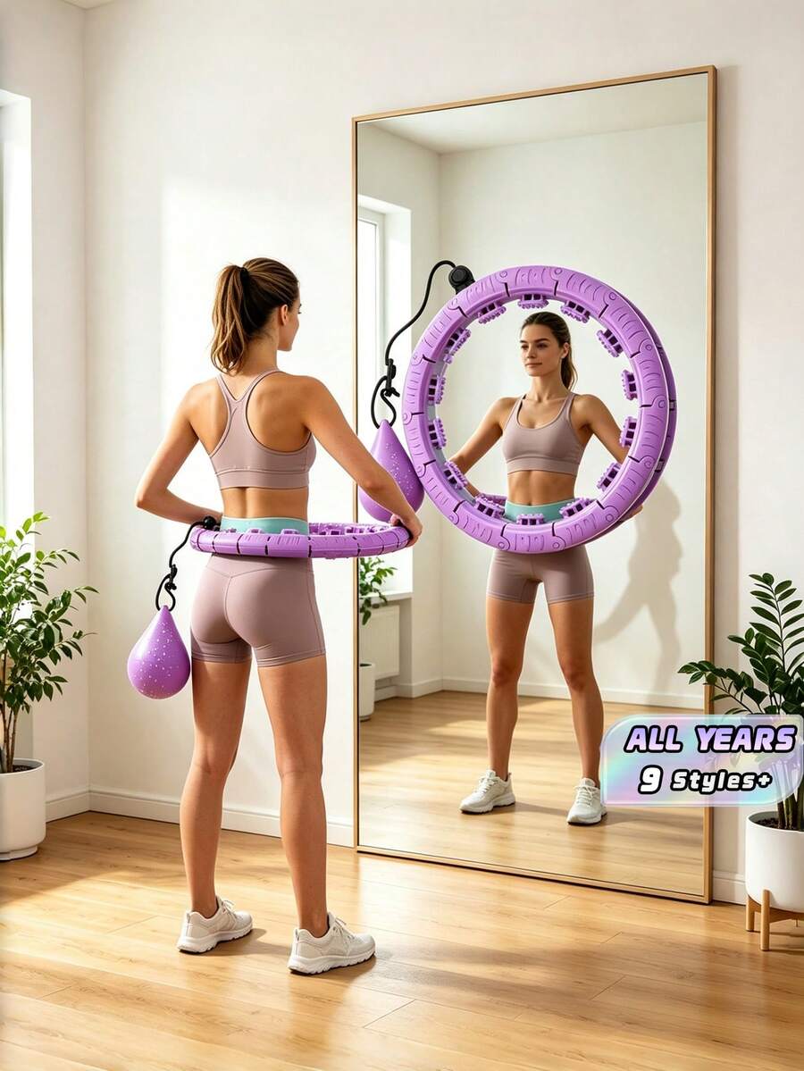 1PC SMART WEIGHTED ADJUSTABLE DETACHABLE 24 KNOTS FITNESS HOOP WITH 360 DEGREE MASSAGE AUTO SPINNING BALL NON DROPPING DIGITAL COUNTER FOR HOME GYM WEIGHT LOSS SLIMMING WORKOUT EXERCISE EQUIPMENT - Multicolor 1 - View 1