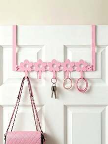 1PC Pink Iron Key Hook Wall Shelf – Creative Metal Art Hanger For Entryway Hallway, Coat Hat Organizer Rack, Multifunctional Wall Decor Storage - Multicolor - View 2