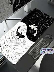 1pc Yin Yang Koi Large Gaming Mouse Pad Non Slip Rubber Bottom Edge Extended Desk Mat For Office Home Computer Laptop Smooth Surface Durable Wear Resistant Waterproof Easy Clean Portable Practical Gift For Gamers Teens Adults Holiday - View 1