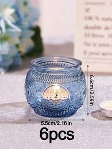 Vintage Blue Glass Candle Holders Set Of 1/6/12 Pieces Wedding Table Decor Boho Tea Party Bridal Shower Favors Rustic Centerpiece Gift For Guest - blue - View 10