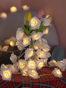 Led Rose Flower String Light, Indoor Proposing Ambiance Light, Birthday Party Scene Decoration, Teen Girl Room Decor - White - View 9