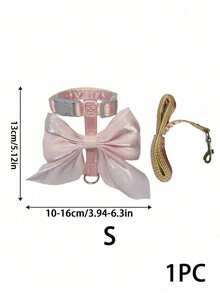 PETSIN 1PC Must-Have Cute Shiny Big Bow Cat Harness Leash Set Soft Nylon Webbing I-Shaped Cat Harness Escape-Proof No Choke Adjustable Cat Walking Leash Comfortable Breathable Pet Harness With Glossy Satin Bow Decor Hands-Free Cat Traction Rope Anti-Escape - Multicolor - View 17