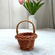 1/5/10/20/30pcs Mini Woven Rattan Decorative Baskets, Decorative Photo Props Small Woven Rattan Handheld Baskets, Rustic Style Furniture Decoration Baskets, Dollhouse Accessories, Diy Projects - Multicolor - View 12